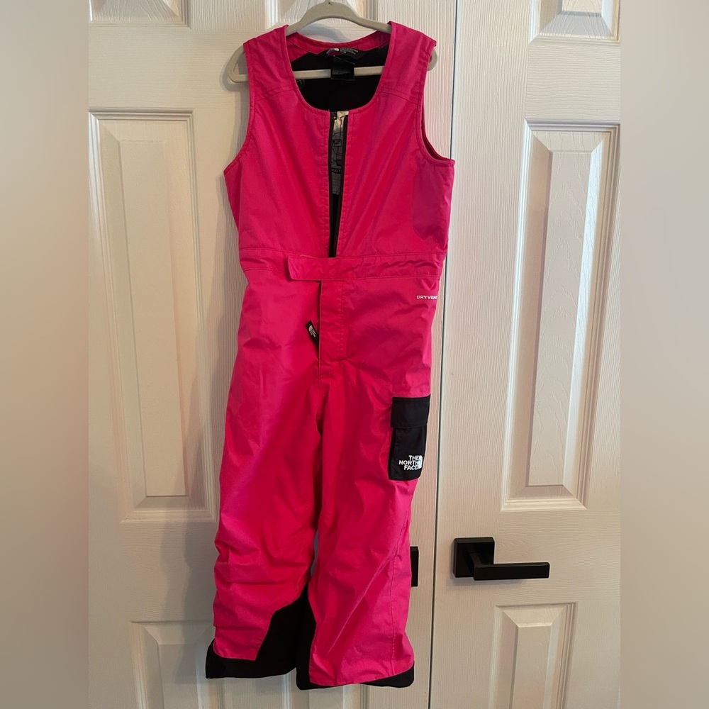 The North Face Fuchsia Snow Ski Bib with Black Pocket